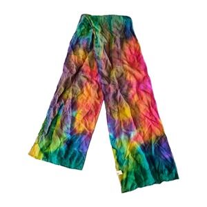 Silk Rainbow Tie Dye Colorful Rectangular Hand Rolled Ascot Bow Scarf 8x52